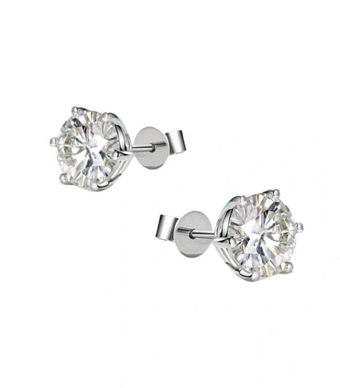 Circular Solitaire Stud Earrings