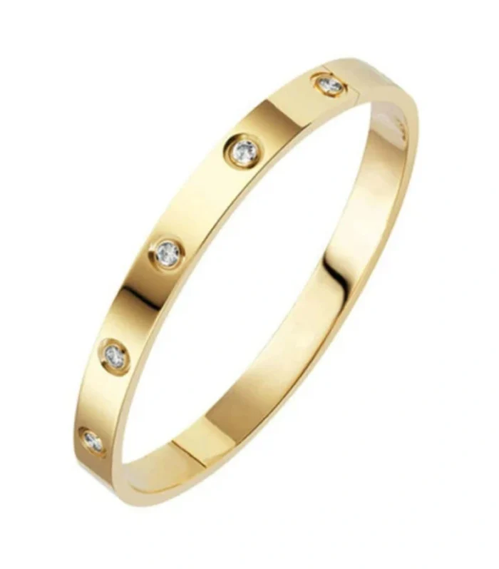 Contemporary AD Gold Plated Love Bangle