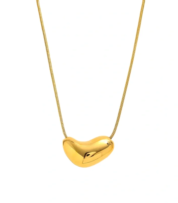 Golden Bean Pendant Necklace