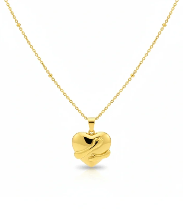 Golden Heart & Hug Themed Necklace