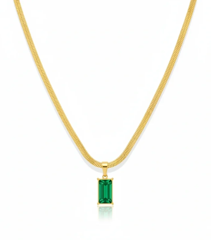 Green Geometric Pendant Necklace