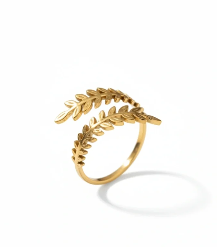 Parallel Olive Leaves Ring