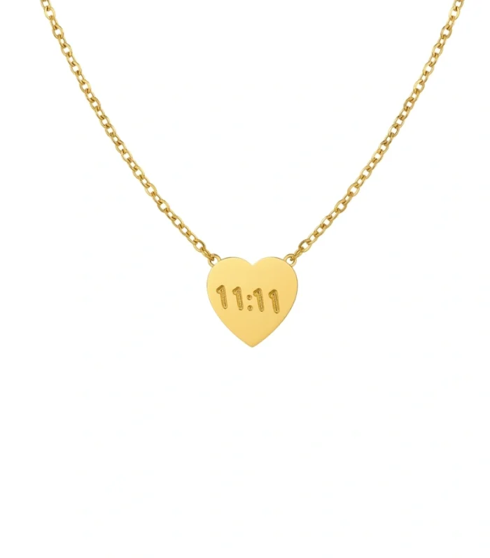 11:11 Angel Number Heart Pendant Necklace
