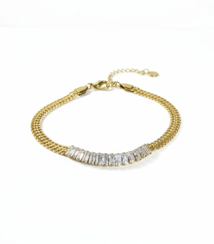 Baguette Crystal Flat Link Bracelet