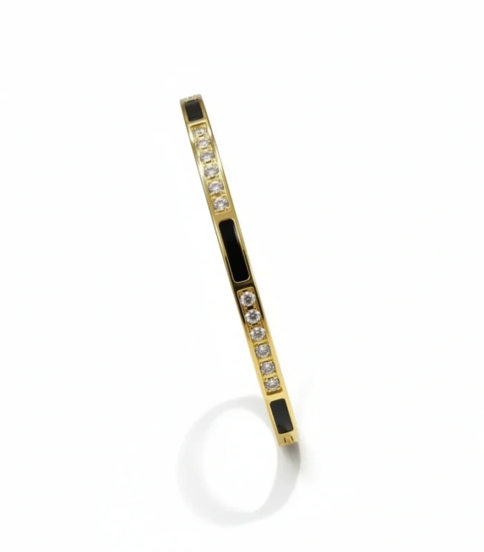Black Enamel and Zircon 2.2 Baby Size Bangle