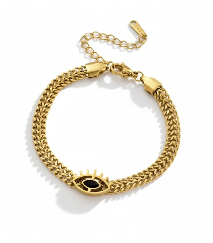 Bold Evil Eye Woven Chain Bracelet