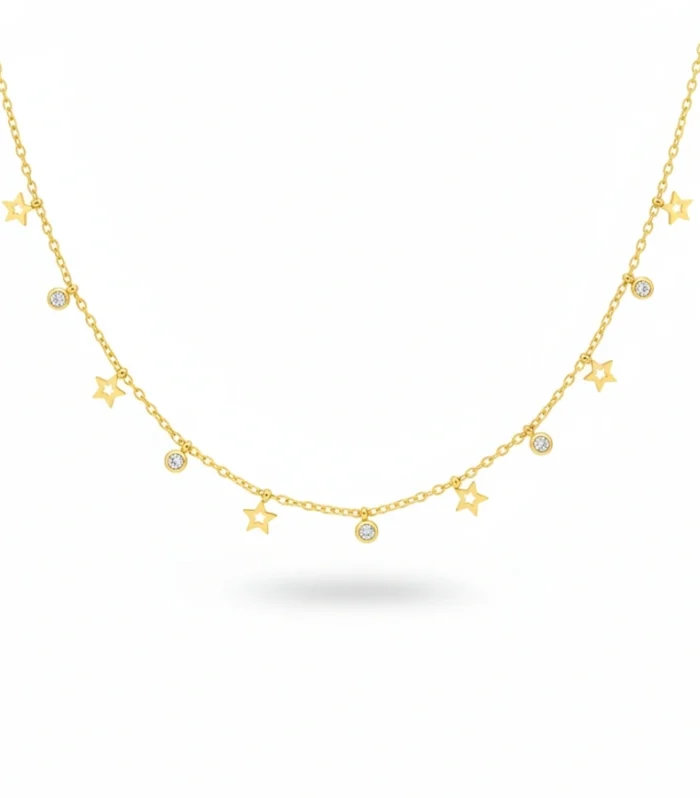 Celestial Star & Crystal Station Necklace