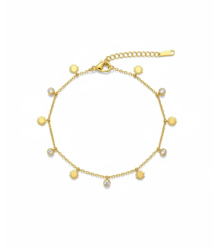 Celestial Sun & Crystal Charm Anklet