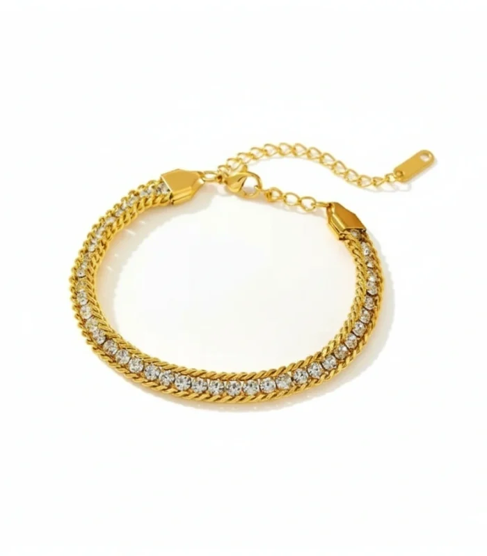 Clear Zircon and Wheat Chain Tennis Bracelet