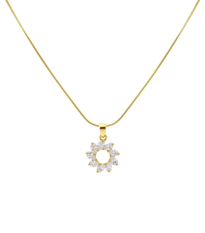 Crystal Floral Wreath Pendant Necklace