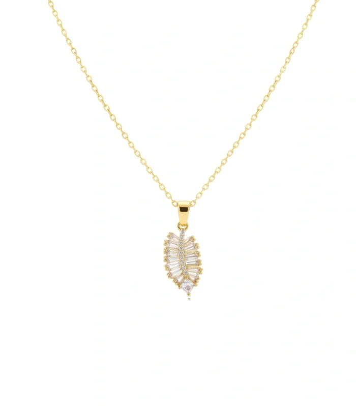 Crystal Leaf Pendant Necklace