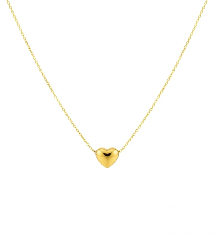 Dainty 3D Puffy Heart Slide Necklace