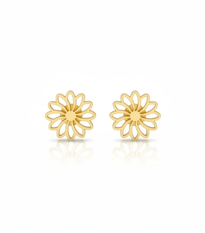 Dainty Gold Daisy Cutout Stud Earrings