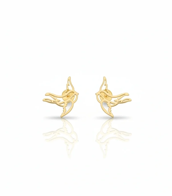 Delicate Swallow Bird Stud Earrings