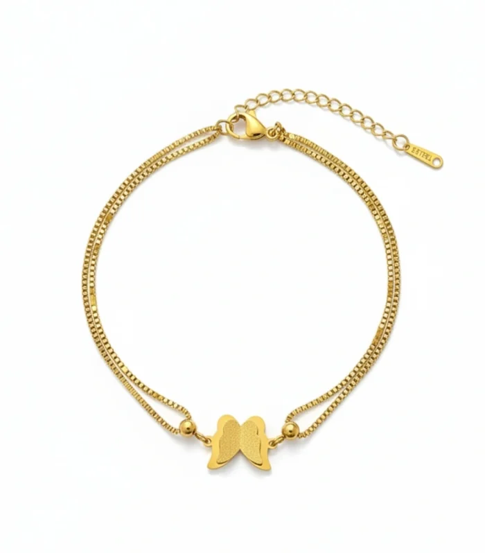Double Layered Butterfly Charm Anklet