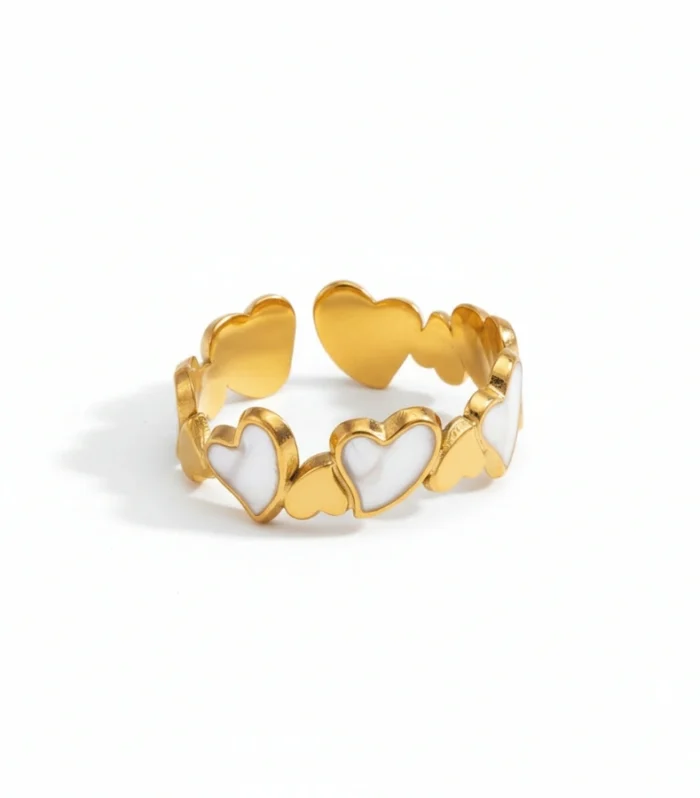Enamel Heart Link Ring