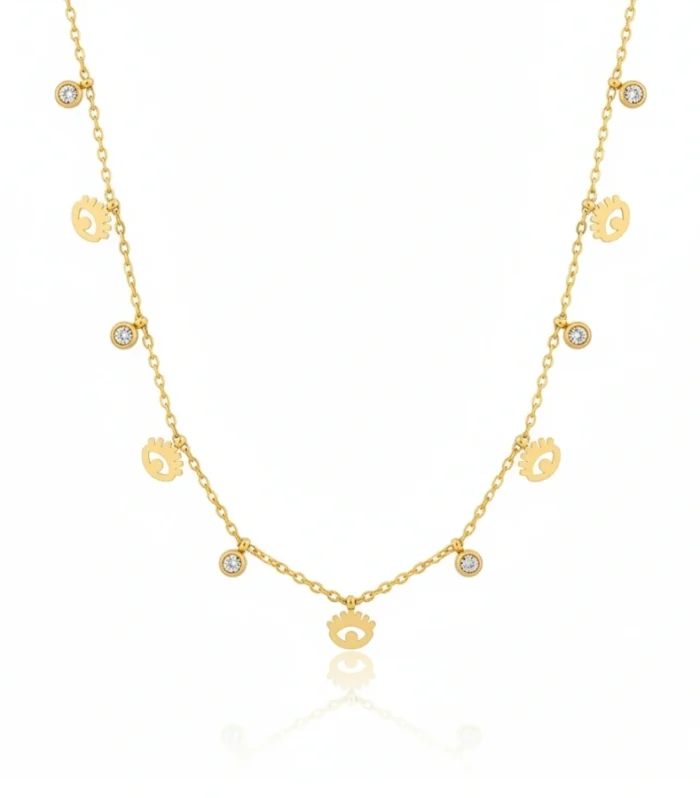 Evil Eye and Crystal Station Necklace