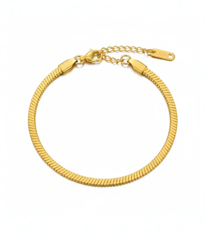 Flat Herringbone Snake Chain Bracelet
