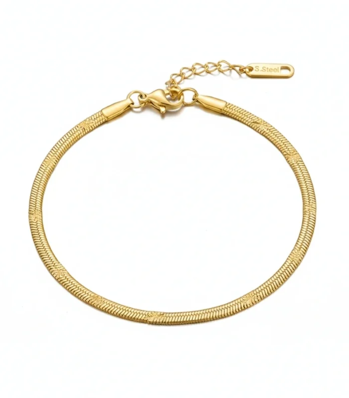 Floral Embossed Snake Chain Bracelet