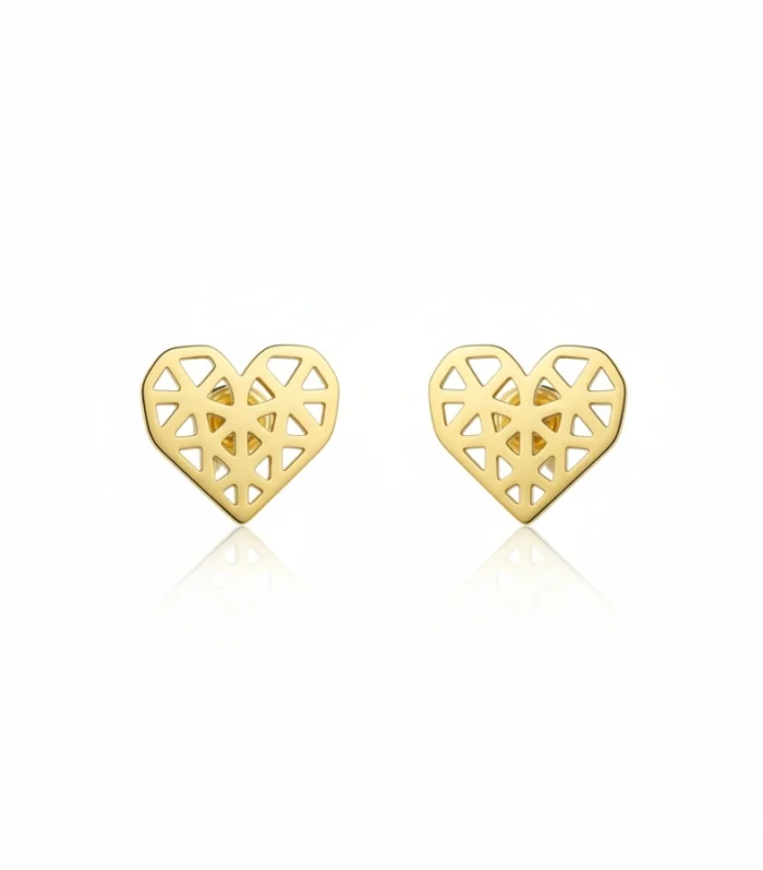 Geometric Cutout Heart Stud Earrings