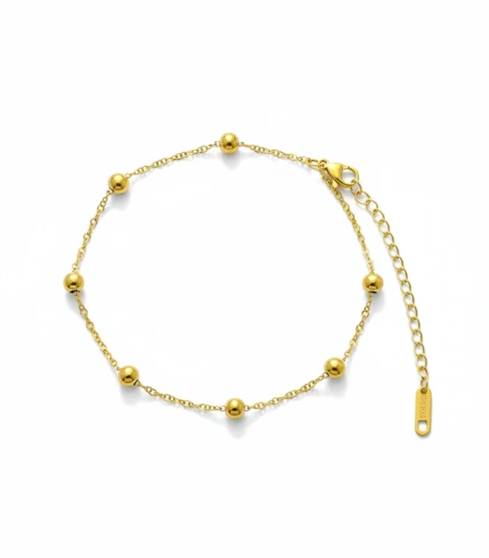 Gold Beaded Chain Anklet
