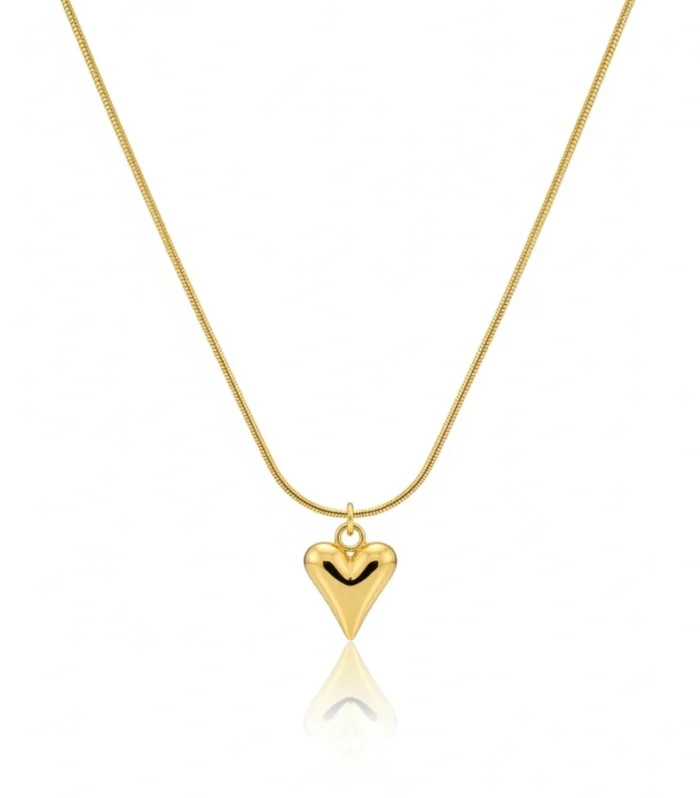 Golden Luxe Puffed Heart Pendant Necklace