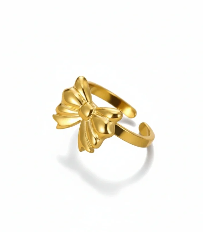 Golden Ribbon Bow Ring