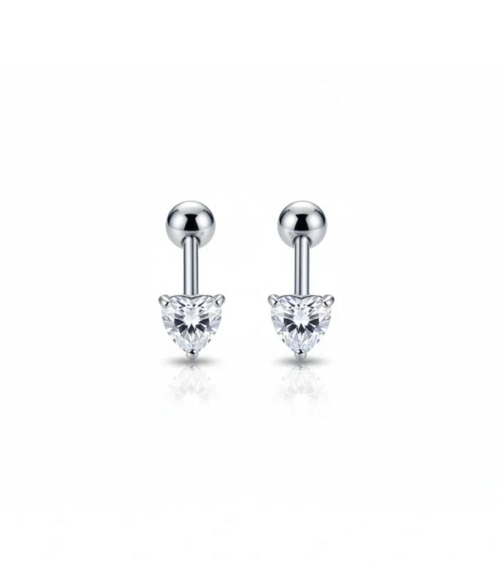 Heart-Shaped Zircon Stud Earring