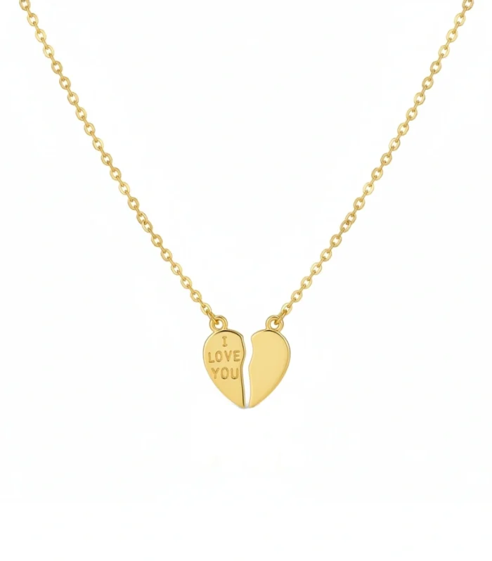 "I Love You" Split Heart Matching Necklace