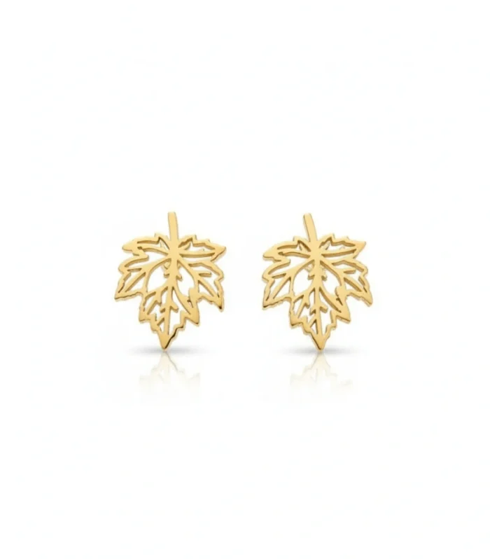 Intricate Gold Leaf Stud Earrings