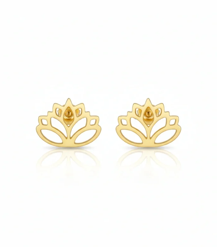 Intricate Gold Lotus Flower Stud Earrings