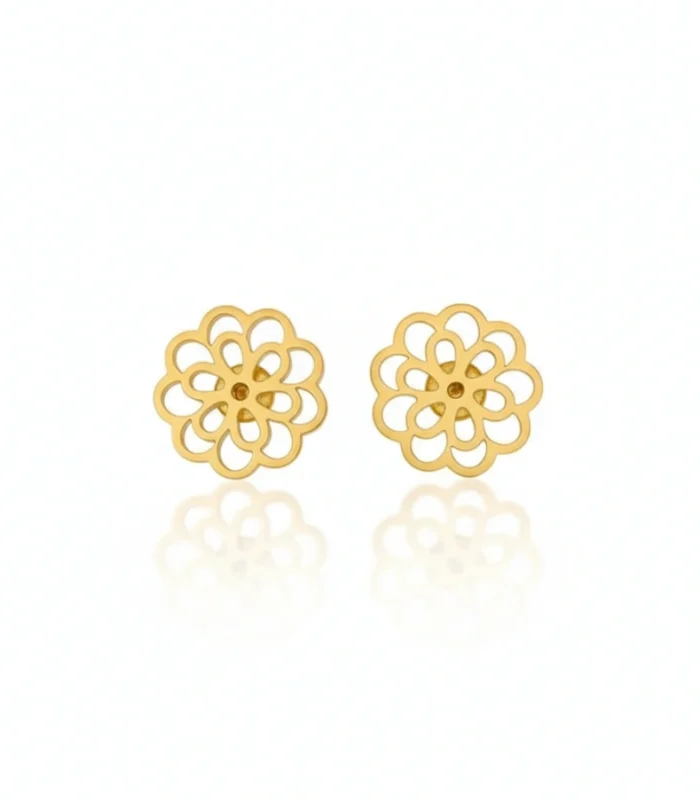 Intricate Gold Mandala Flower Stud Earrings