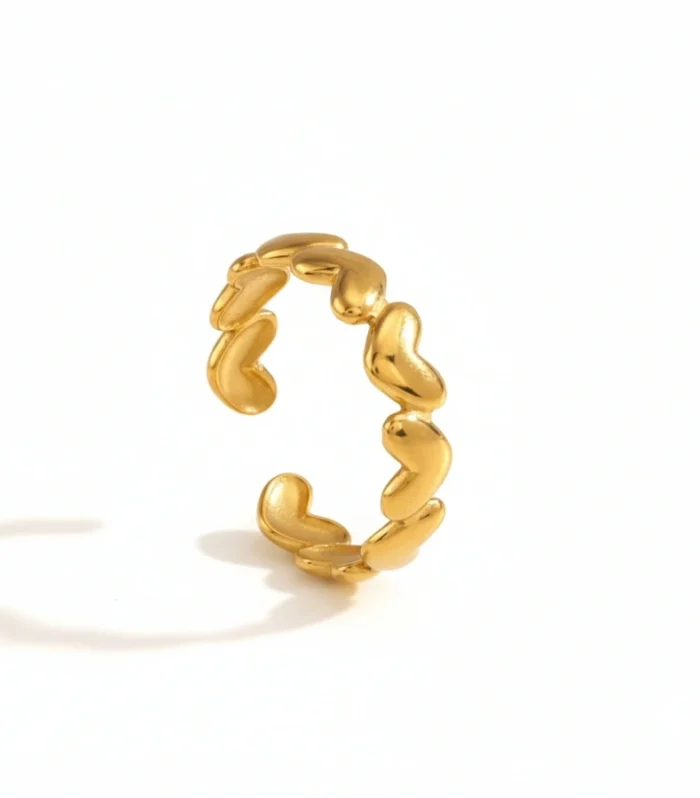 Linked Hearts Gold Ring