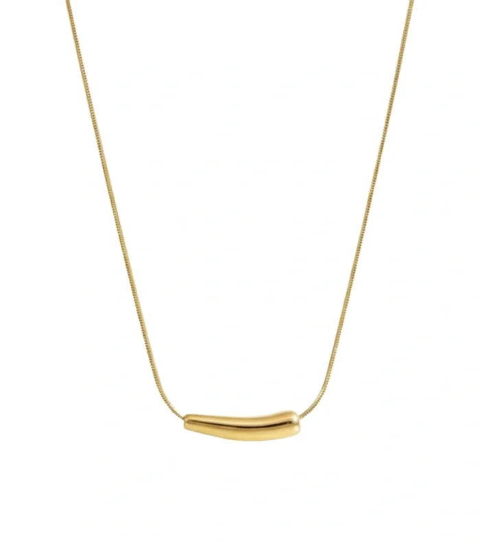 Minimalist Curved Tube Bar Chain Necklace