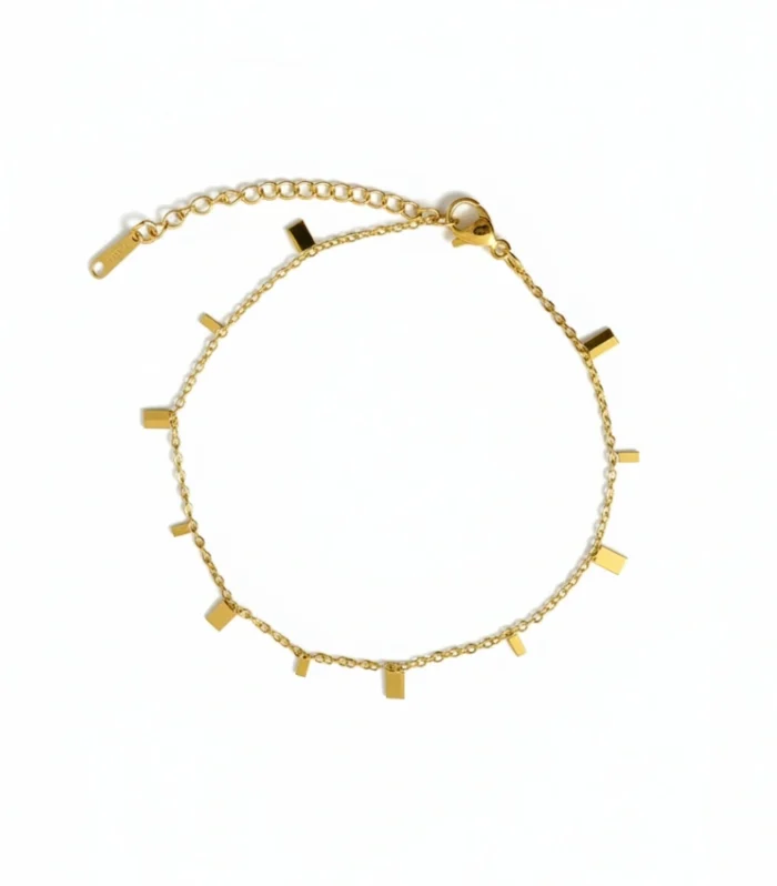Minimalist Rectangular Bar Charm Anklet