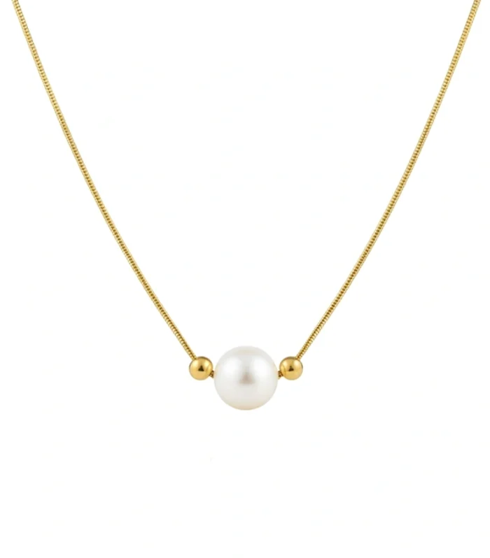 Minimalist Single Pearl and Bead Necklace
