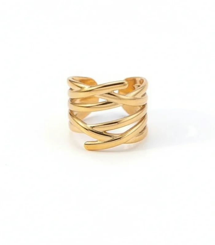 Modern Interwoven Crisscross Wide Ring