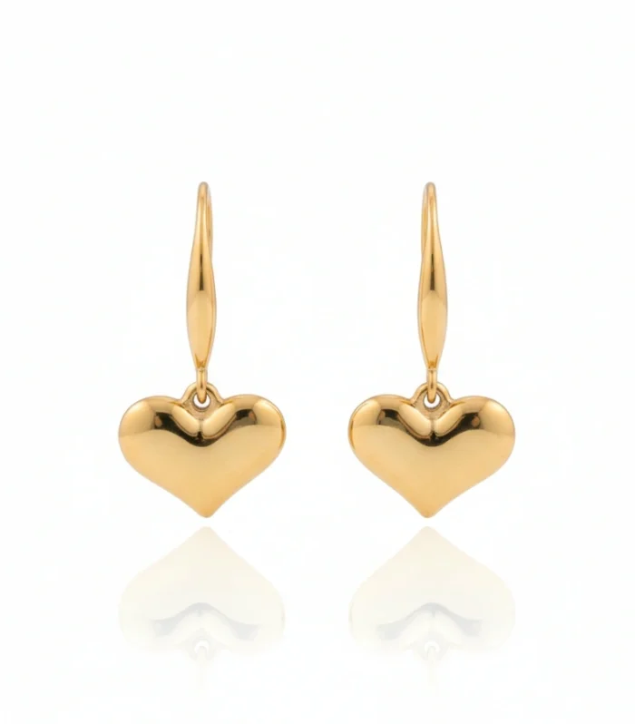 Puffed Heart Drop Earrings