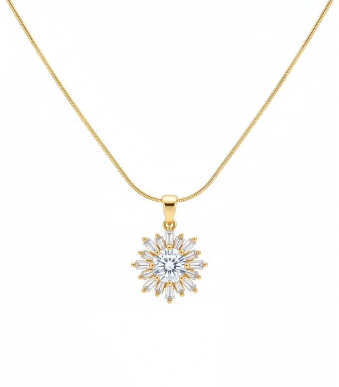 Radiant Crystal Sunburst Pendant Necklace
