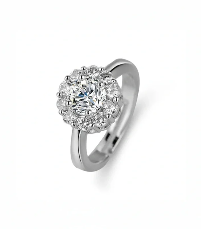 Radiant Floral Halo Cluster Ring