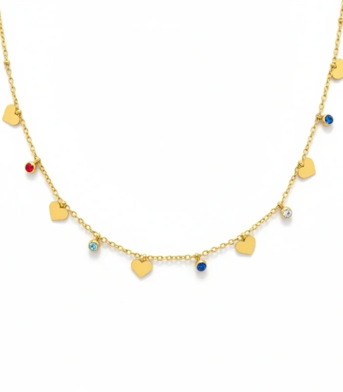 Radiant Heart & Rainbow Crystal Charm Necklace