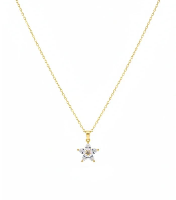 Radiant Jasmine Flower Crystal Necklace