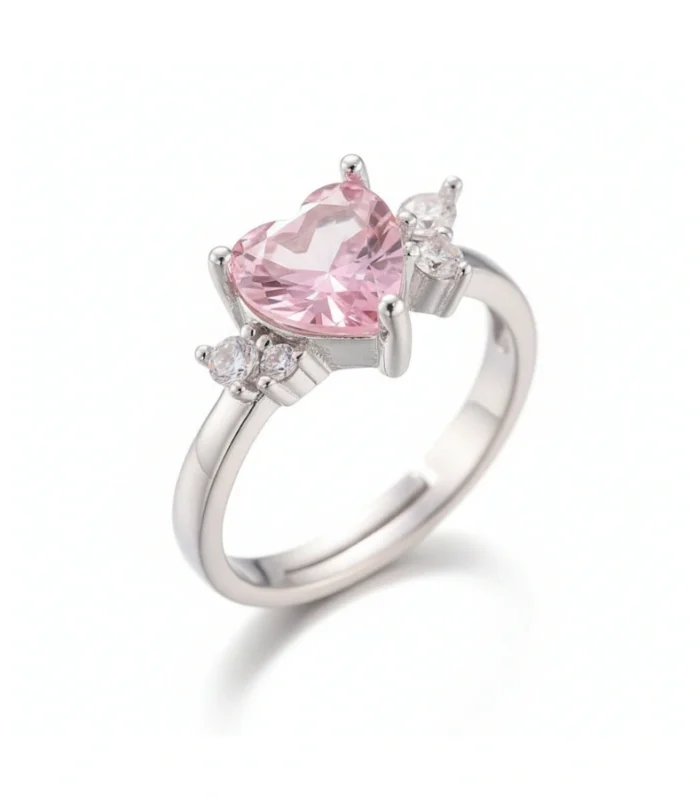 Radiant Pink Heart Zircon Ring