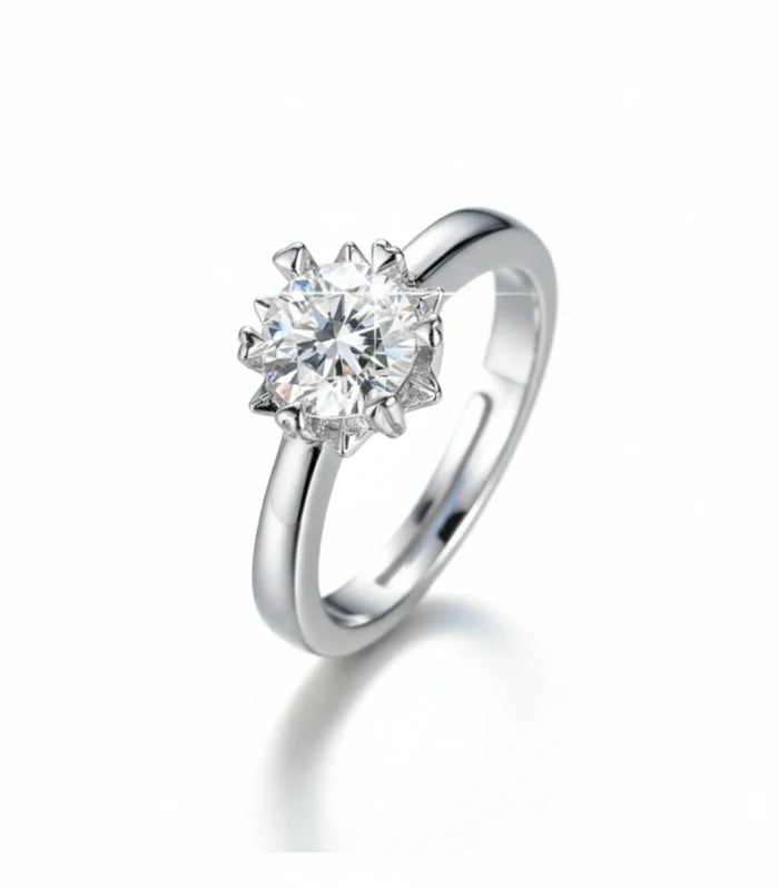 Snowflake Solitaire Ring