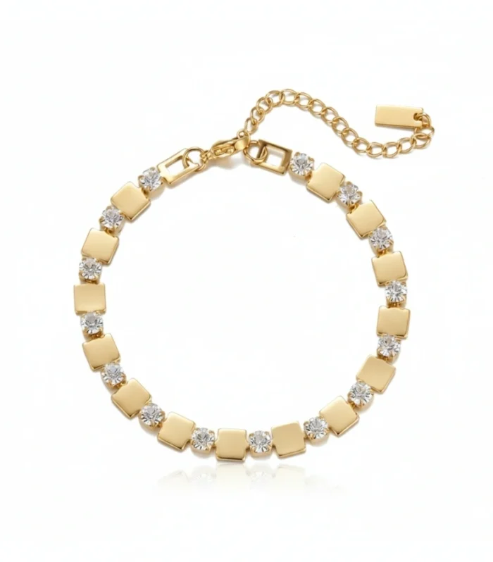 Square Link and Zircon Tennis Bracelet