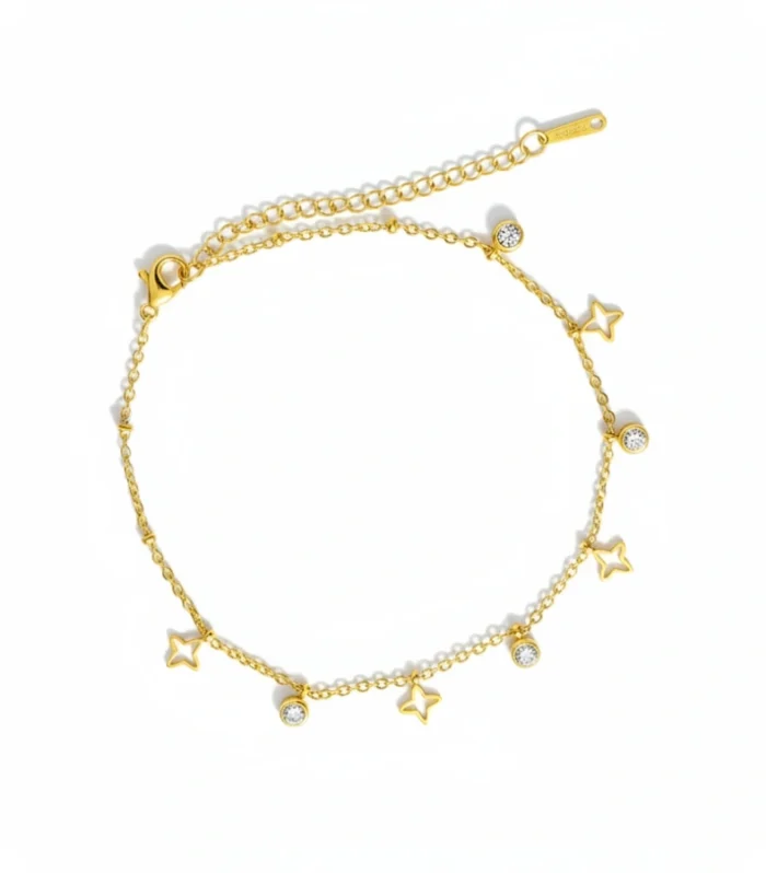 Star & Crystal Charm Anklet