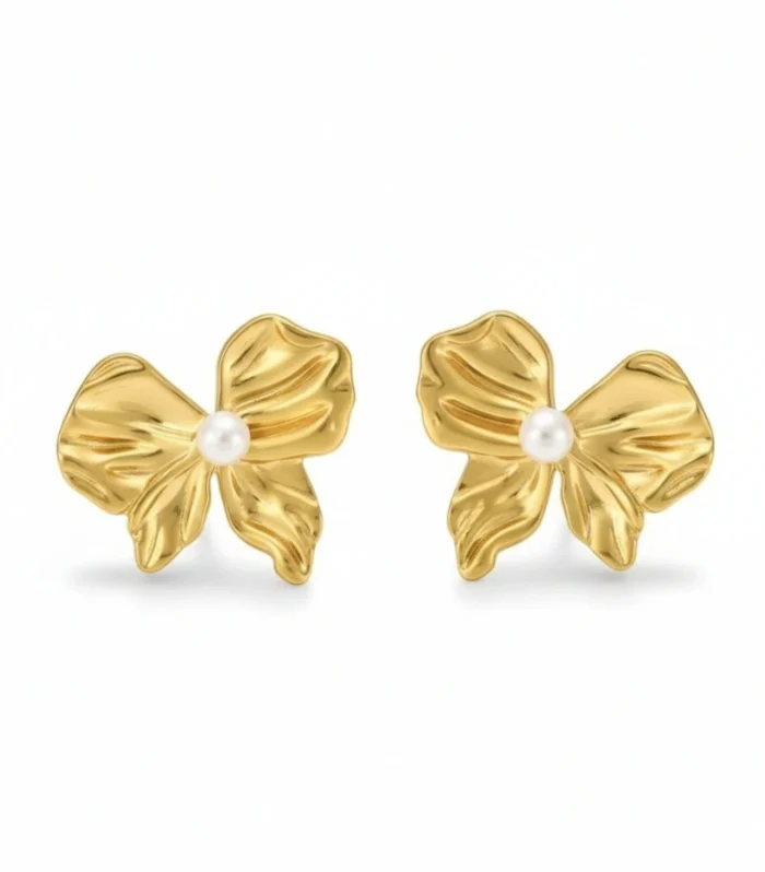 Statement Pearl Bow Stud Earrings