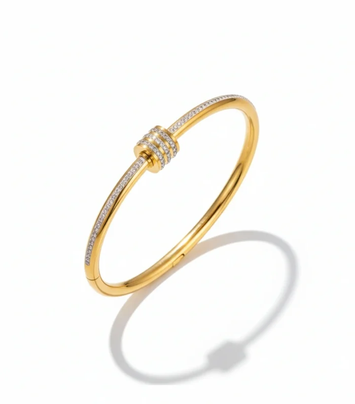 Triple-Row Crystal Charm Hinged 2.2 Baby Size Bangle