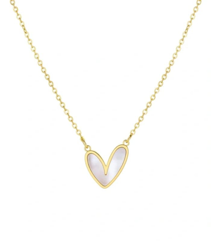 White Mother of Pearl Heart Pendant Necklace