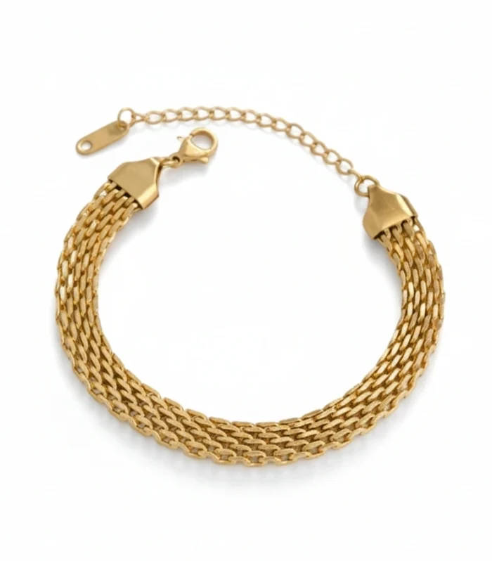 Wide Woven Mesh Link Bracelet